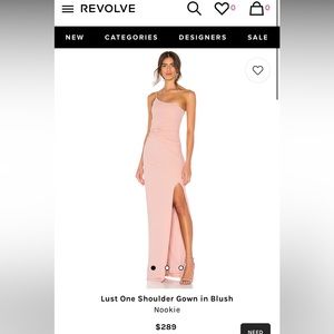 Lust One Shoulder Gown in Blush